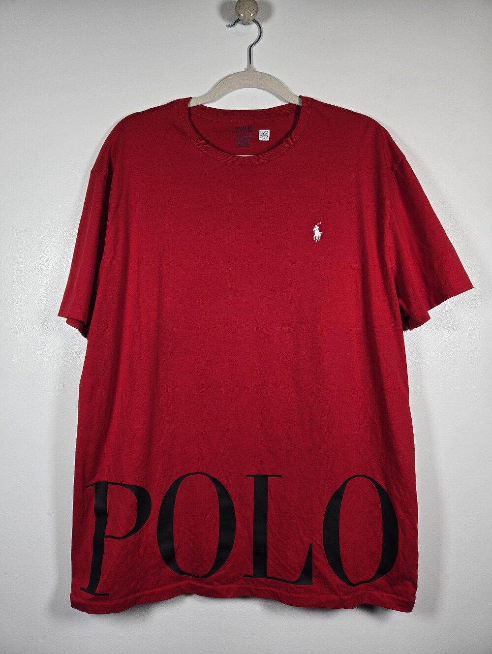 Polo Ralph Lauren Red Classic Fit Red Cotton Big Logo Tee T-Shirt Size Large